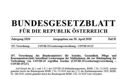 Bundesgesetzblatt für die Republik Österreich – 197. Verordnung: COVID-19-Lockerungsverordnung – COVID-19-LV
