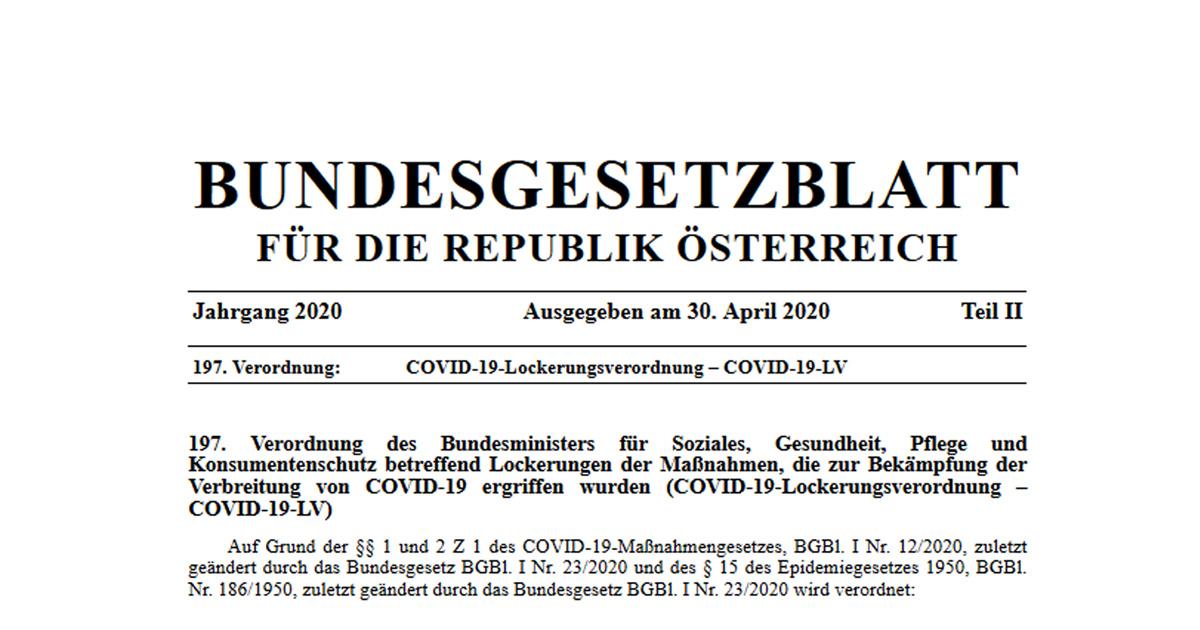 Bundesgesetzblatt der Republik Österreich COVID 19