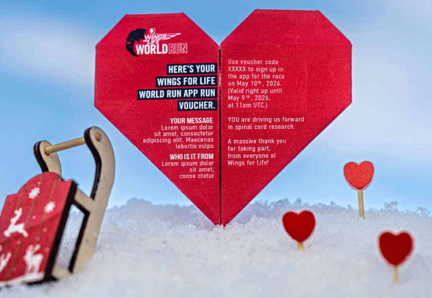 Weihnachtsgeschenk mit Herz: Gutscheine für den Wings for Life World Run 2026 Weihnachtsgeschenk mit Herz: Gutscheine für den Wings for Life World Run 2026